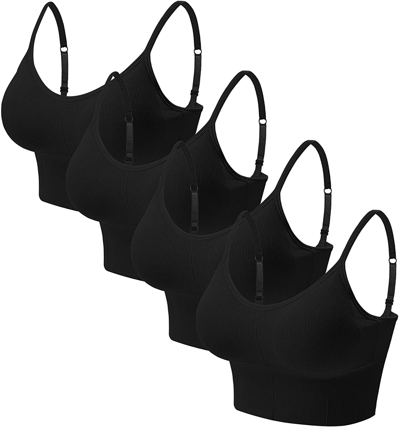 Eleplus 4 Pieces Comfy Sleep Bra for Women Cami Lounge Bra Wirefree Padded Bralettes Longline Pack of 4