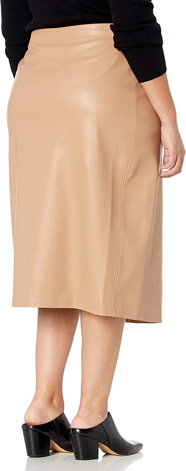 Women's Manon Faux Leather Wrap Front Midi Skirt