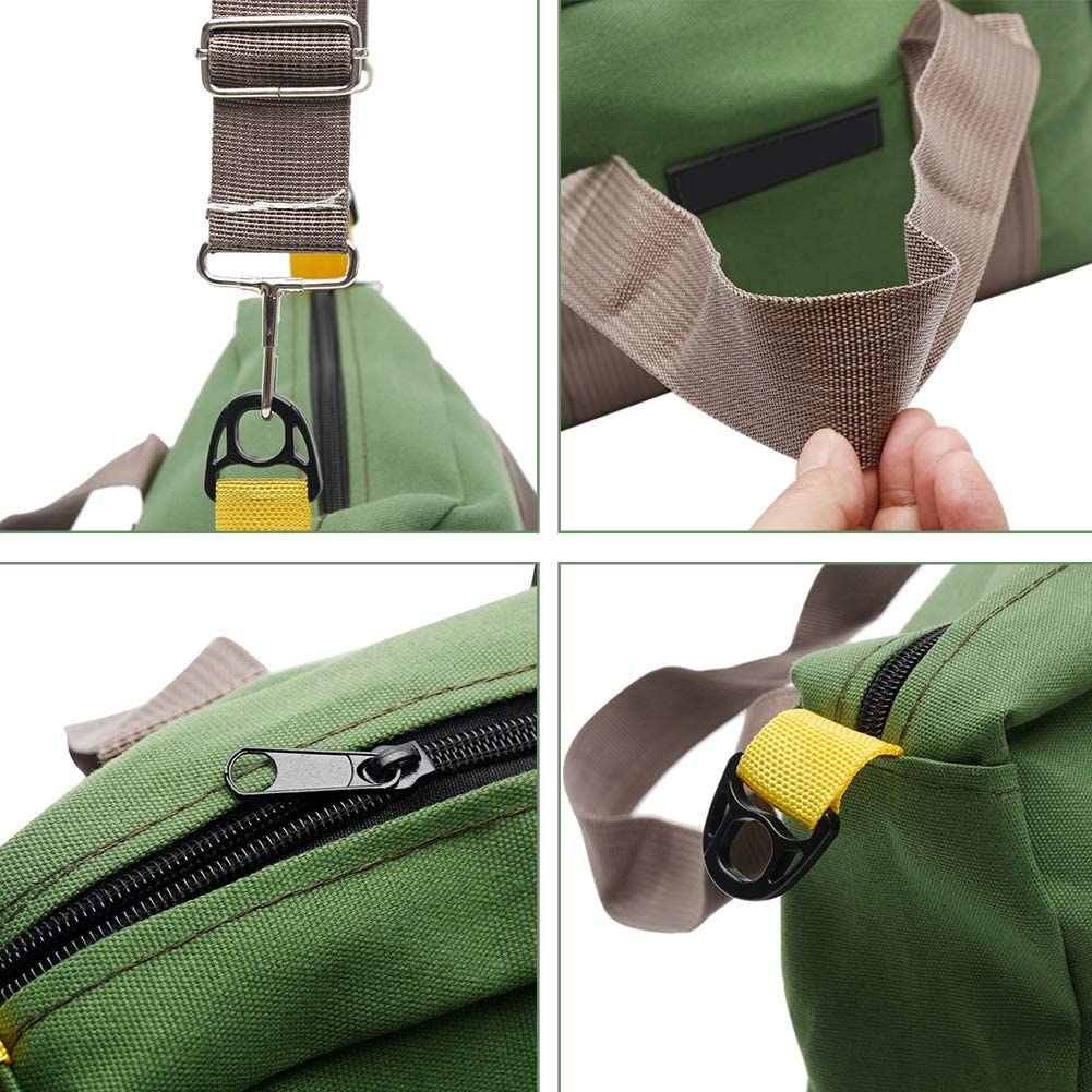 Wide Mouth Tool Bag w/ Adjustable Shoulder Strap, Zippered Handbag Garden Tool Tote Bags, Portable Home Tool Organizer for Storage Hand Power Tools or Car Repair Tool (18 Inch)