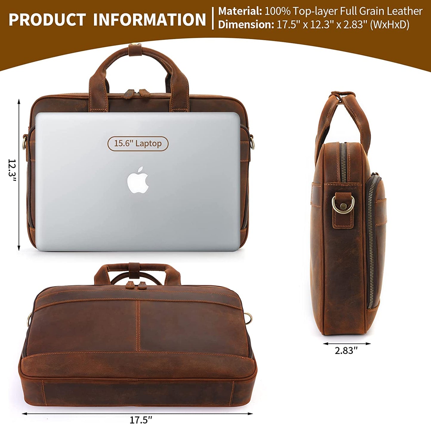 Leather Briefcase for Men,Business Travel Laptop Messenger Bags