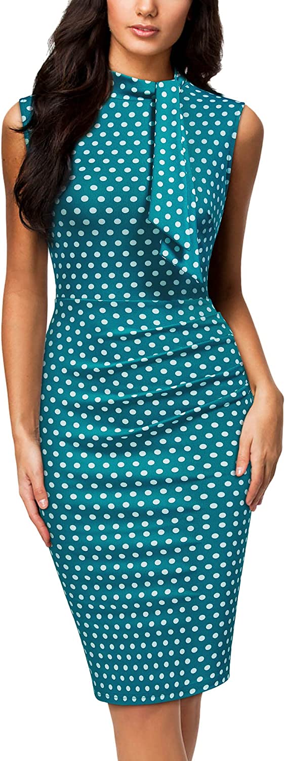 Women's Retro 1950s Style Half Collar Ruffle Cocktail Pencil Dress