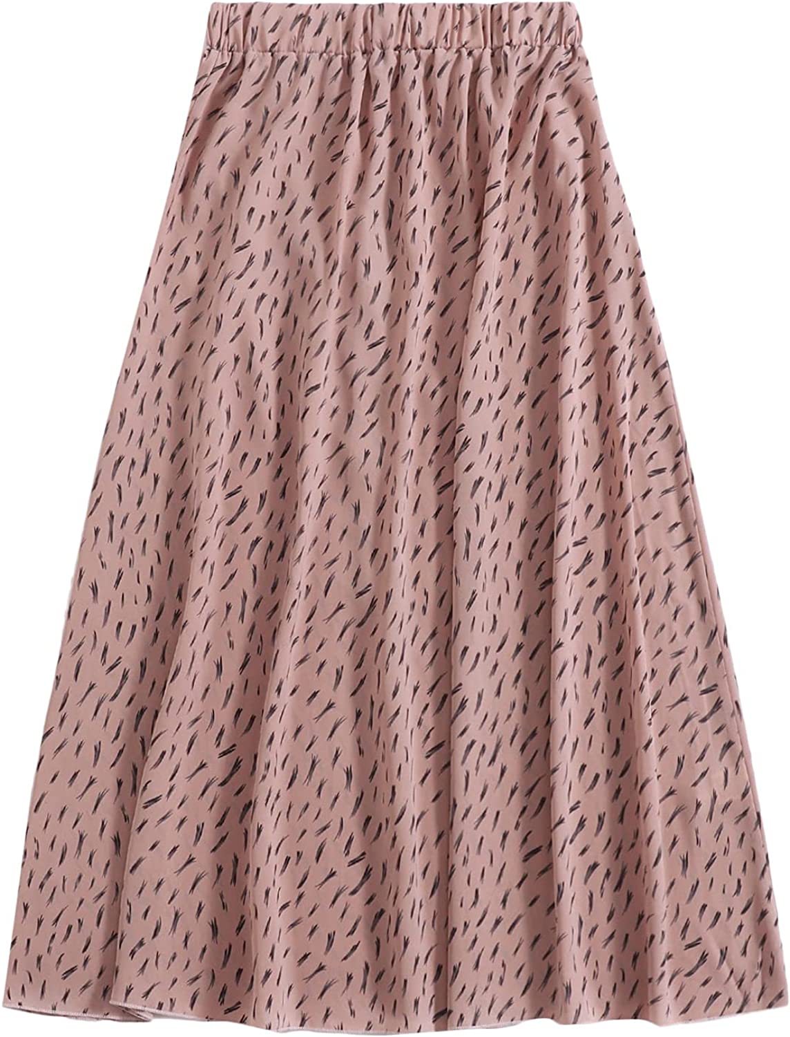 Women's Boho Elastic Waist Scarf Print Pleated Midi Skirt