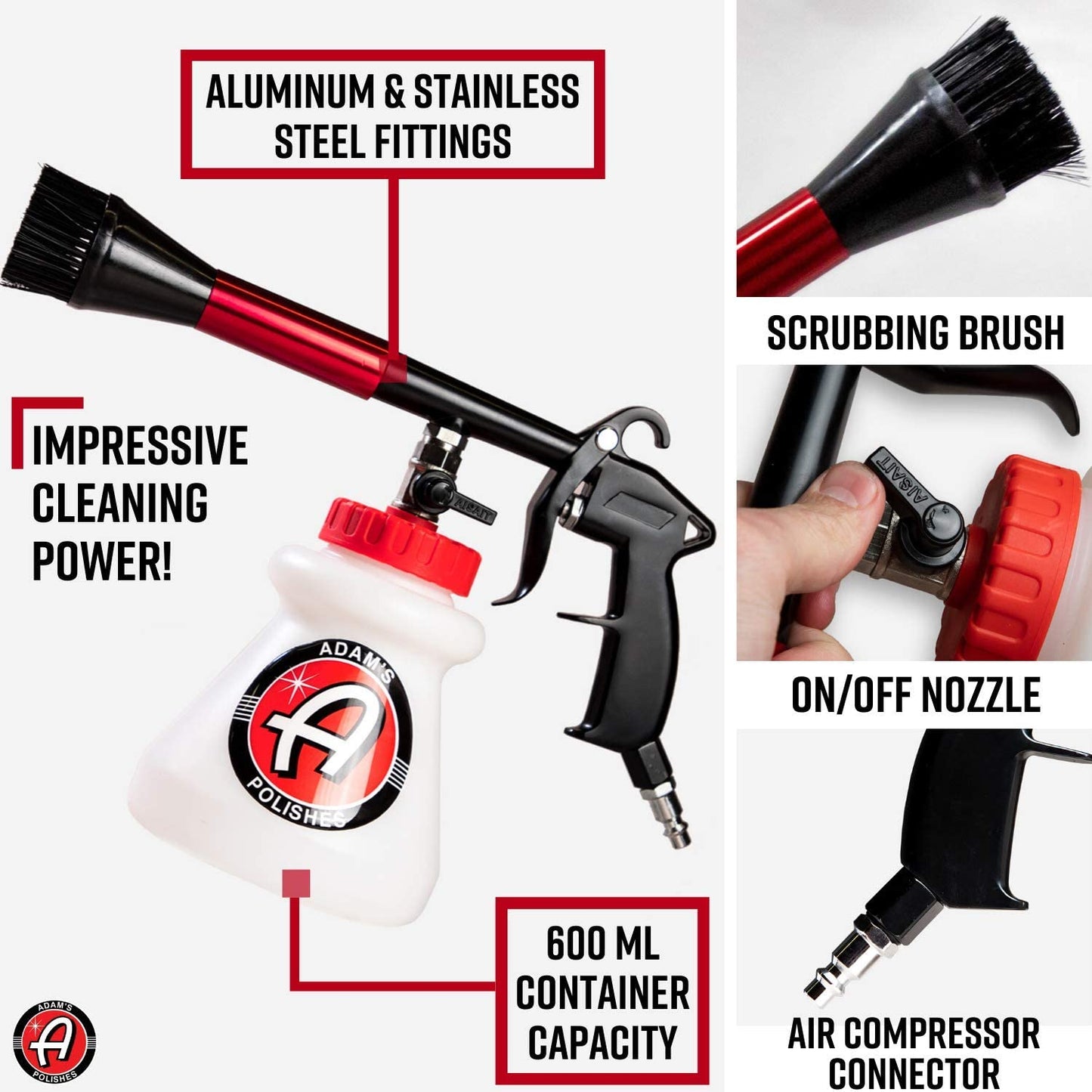 Cleaning Gun - Pressurized, Compressed Air & Cleaning Solutions Deep Cleans Interior Surfaces - Cleanse Your Car Seats, Leather, Floor Mats, Carpet, Upholstery, and More (Cleaning Gun)