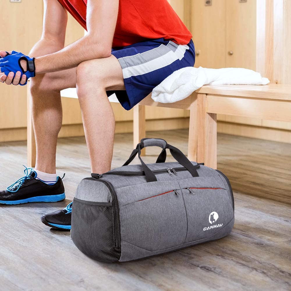Gym Bag, Travel Duffel bag with Wet Pocket & Shoes Compartment for men women, 45L, Lightweight