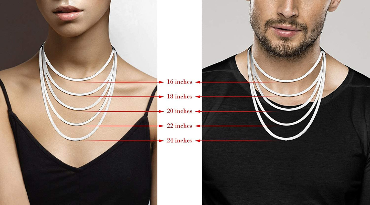 Miabella 925 Sterling Silver Italian Solid 4.5mm Flexible Flat Herringbone Chain Necklace Men Women, 925 Made in Italy
