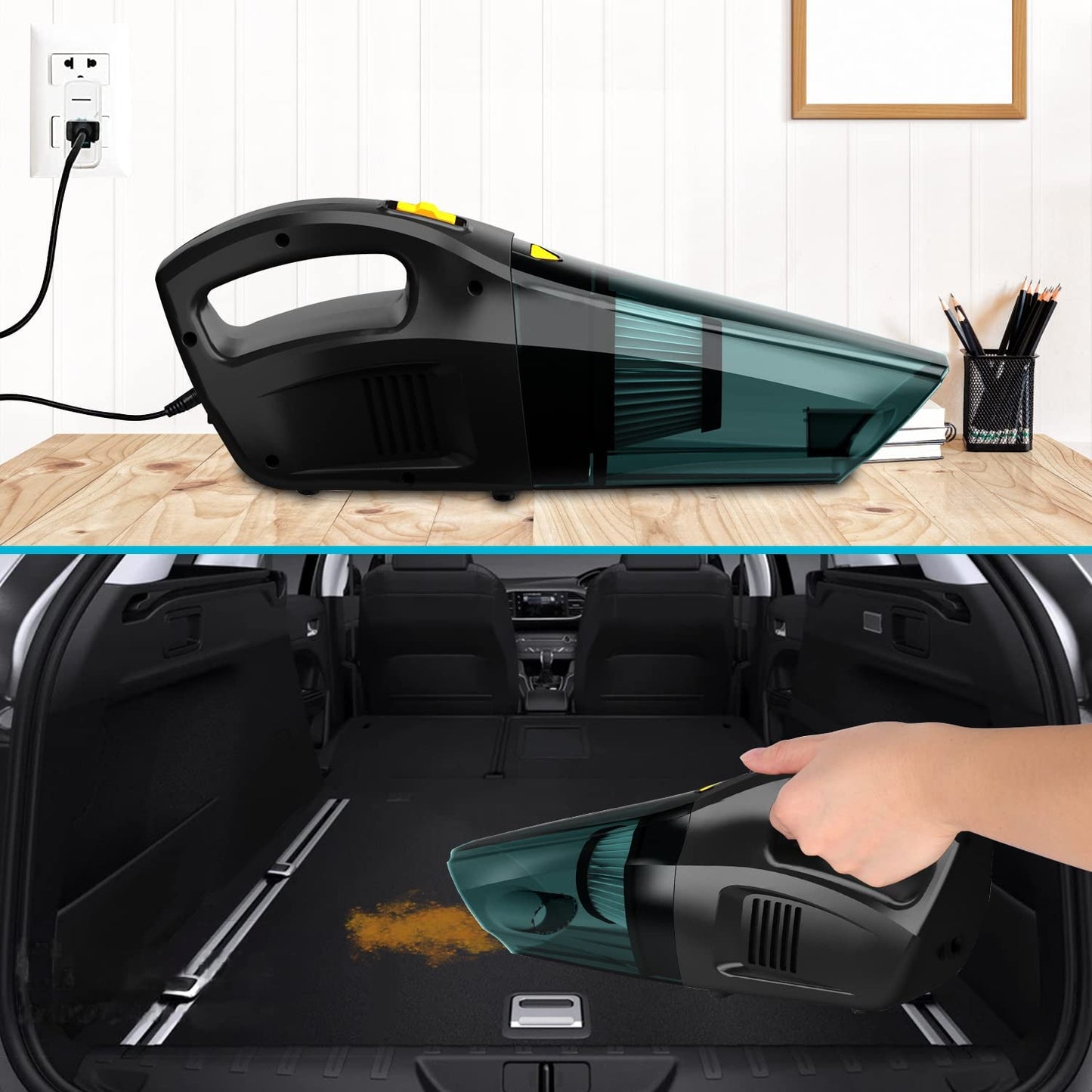 Car Vacuum,Portable Car Vacuum Cordless Cleaner Rechargeable with 120W High Power,Strong Suction,Mini Handheld Car Vacuum for Pet Hair,Home and Car Cleaning