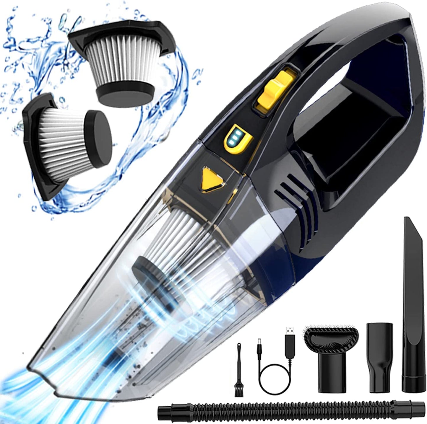 Car Vacuum,Portable Car Vacuum Cordless Cleaner Rechargeable with 120W High Power,Strong Suction,Mini Handheld Car Vacuum for Pet Hair,Home and Car Cleaning