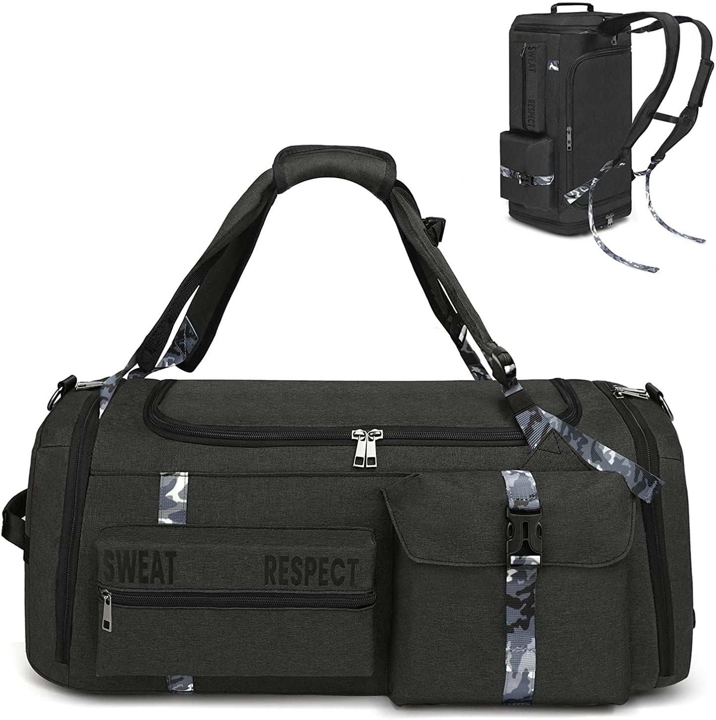 Bags for Men Gym Duffle Bag Backpack 3-Way Sports Duffel Bags for Men with Shoe Compartment & Wet Pocket
