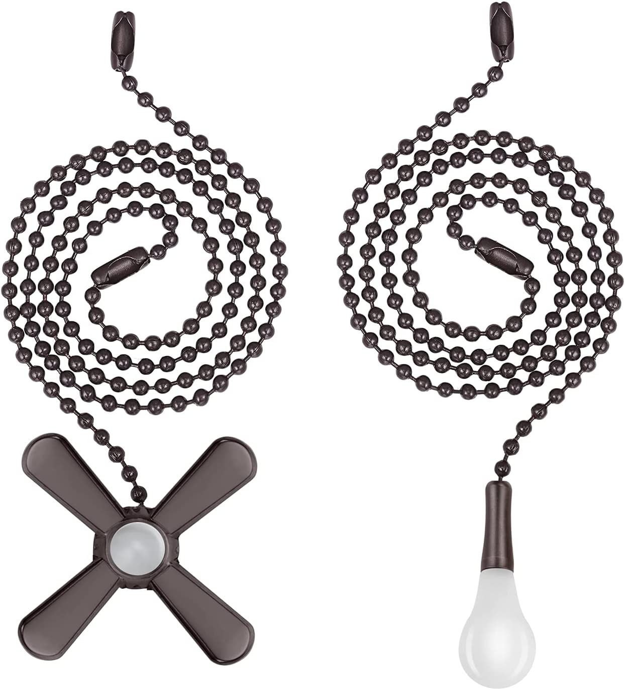 Ceiling Fan Pull Chain, 2 pieces 3mm Diameter Beaded Ball Fan Pull Chain, 12 Inches Fan Pulls Set with Connector (ORB)