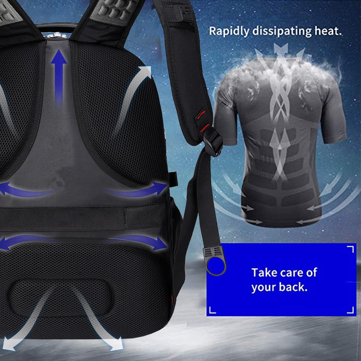 Extra Large 52L Travel Laptop Backpack with USB Charging Port Fit 17 Inch Laptops for Men Women