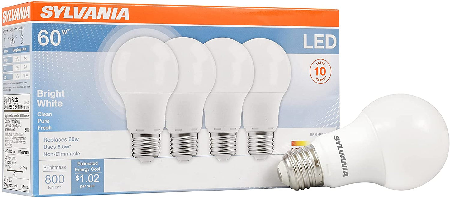 LED A19 Light Bulb, 60W Equivalent, Efficient 8.5W, 10 Year, 2700K, 800 Lumens, Frosted, Soft White - 24 Pack (74765)