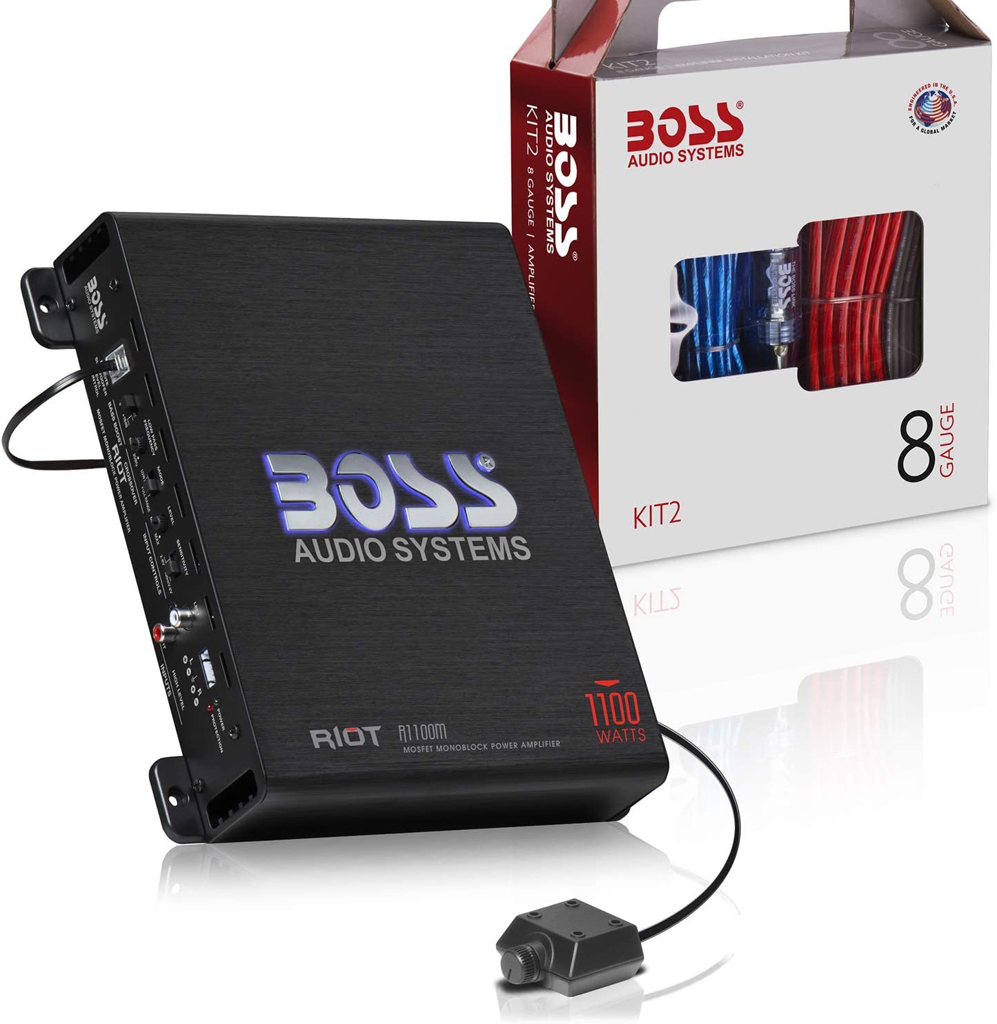 R1100M Riot Series Car Audio Subwoofer Amplifier - 1100 High Output, Monoblock, Class A/B, 2/4 Ohm Stable, Low/High Level Inputs, Low Pass Crossover, Mosfet Power Supply, Stereo