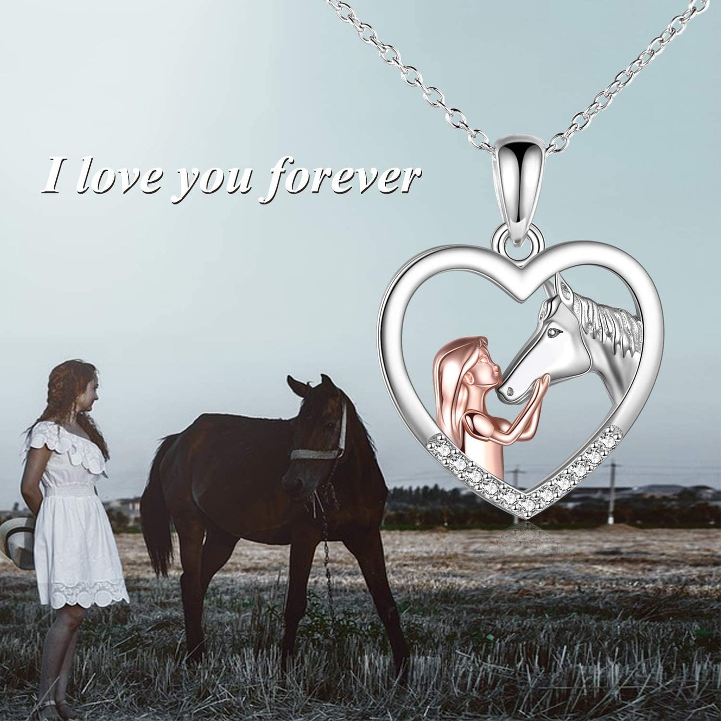 Horse Pendant Necklace Sterling Silver Girls with Horse Gift For Women Girls