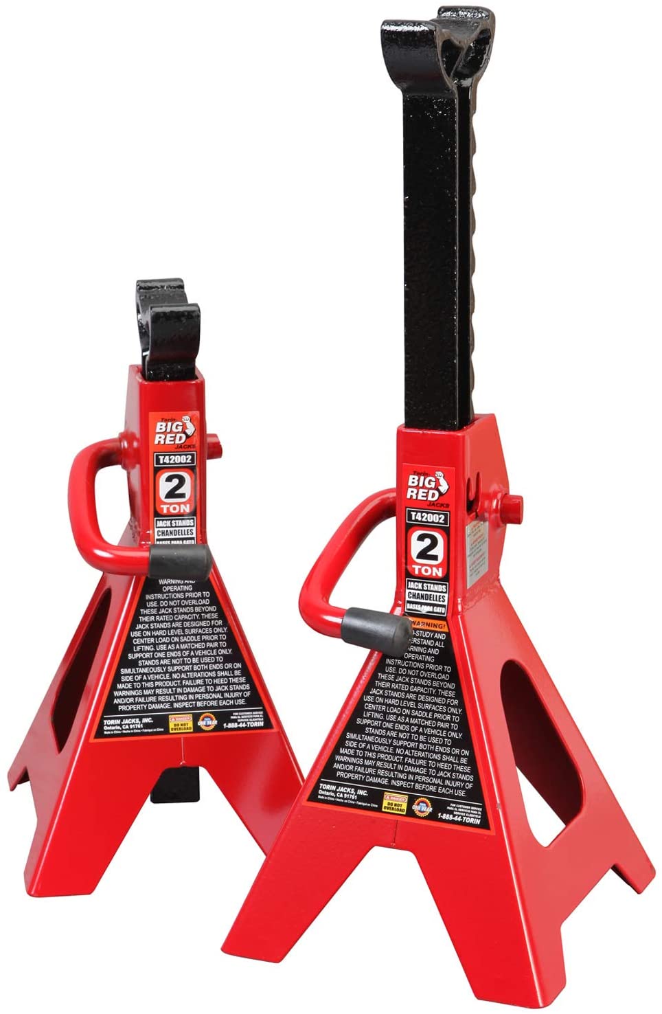 T43202 Torin Steel Jack Stands: 3 Ton (6,000 lb) Capacity, Red, 1 Pair