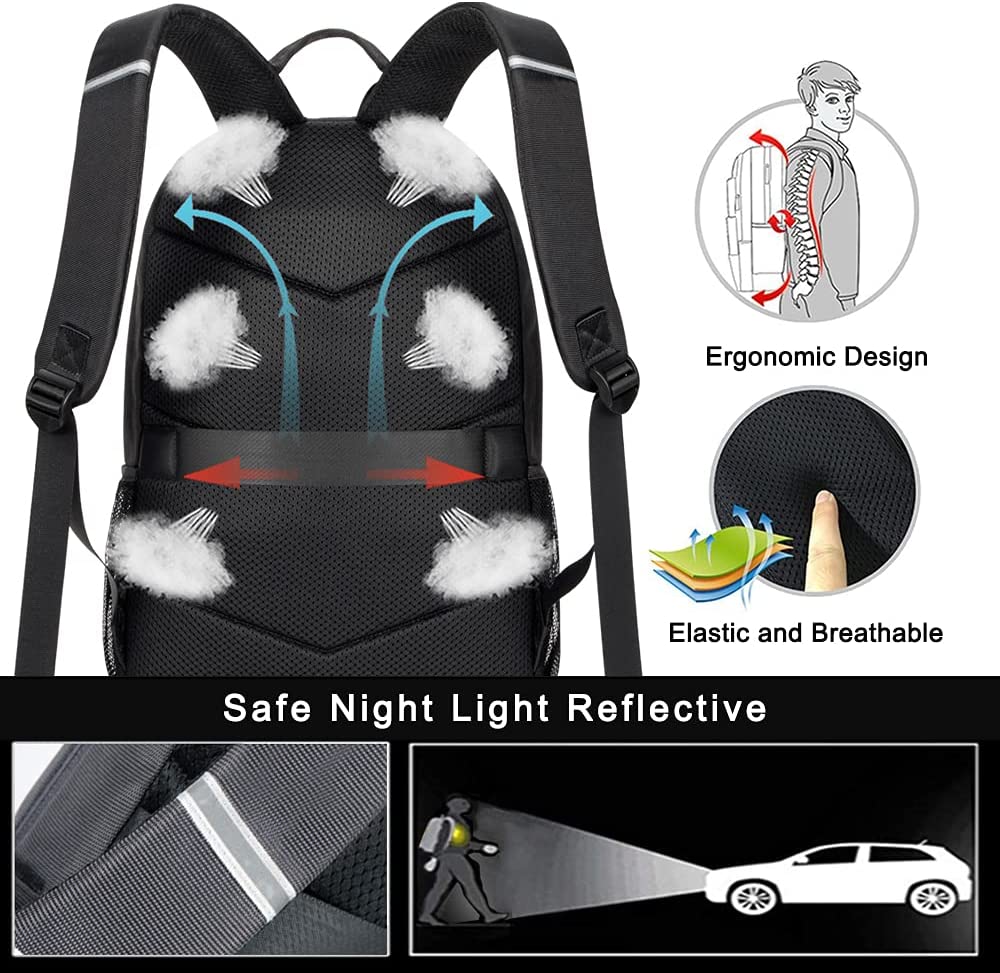 Casual Daypack Backpack for Men Women,Lightweight Coummter Back Pack with 15.6 Inch Laptop Compartment,Waterproof School Bookbag for College Work and Travel,Black