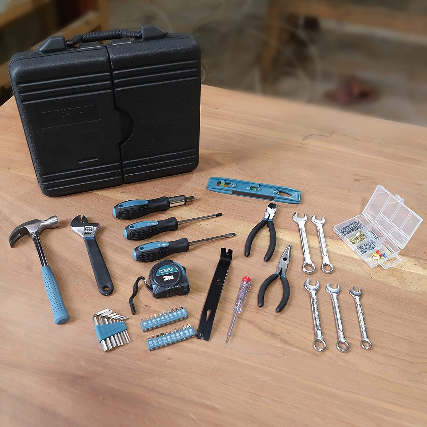 Tool Kit, Household Hand Tool Set, WESCO 144 Pieces Home/Car Tool Kit with Portable Storage Case/Box,Electrician Hand Tools Kit for Home/Men/Women