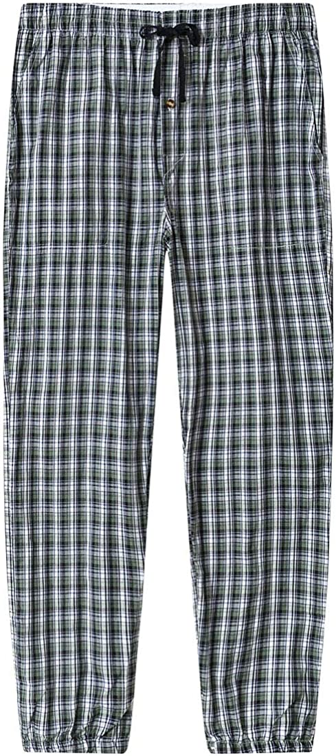 Men's Pajama Pants Plaid Sleapwear Pants Loungewear Bottom Button Fly/Drawstring/Pockets 3-Pack