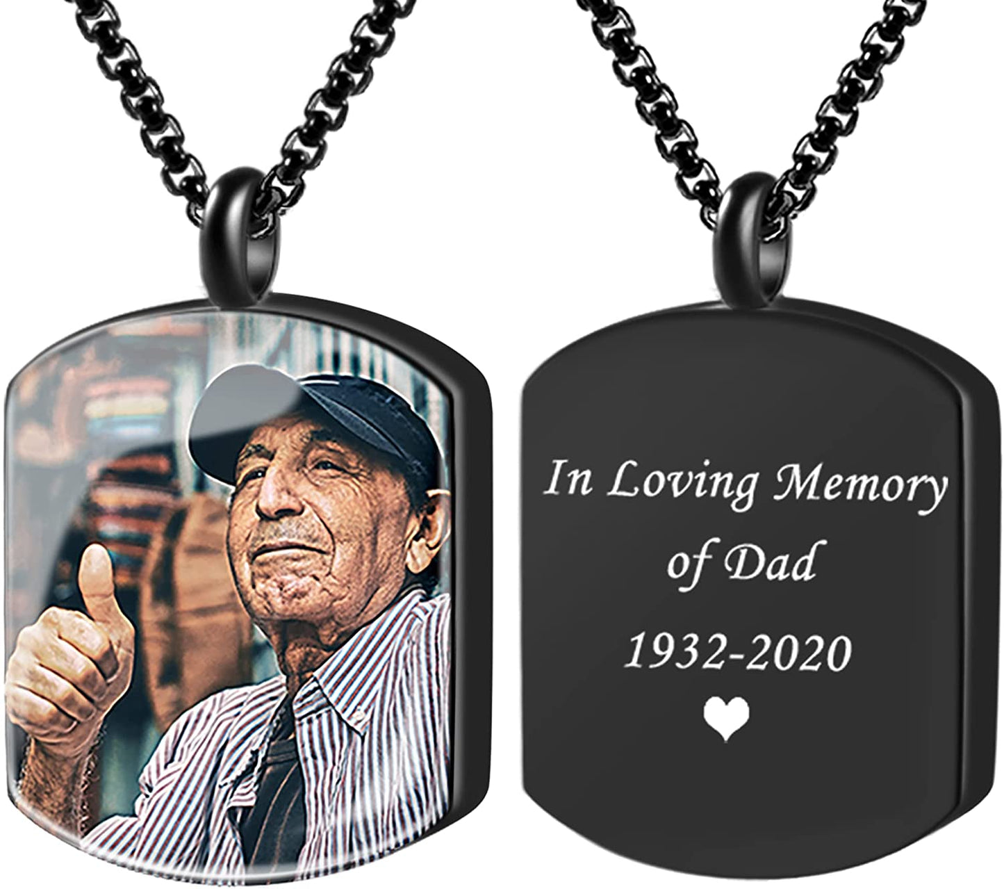 Personalized Custom Engraving Photo & Text Cremation Jewelry Urn Necklace for Ashes Keepsake Memorial Pendant