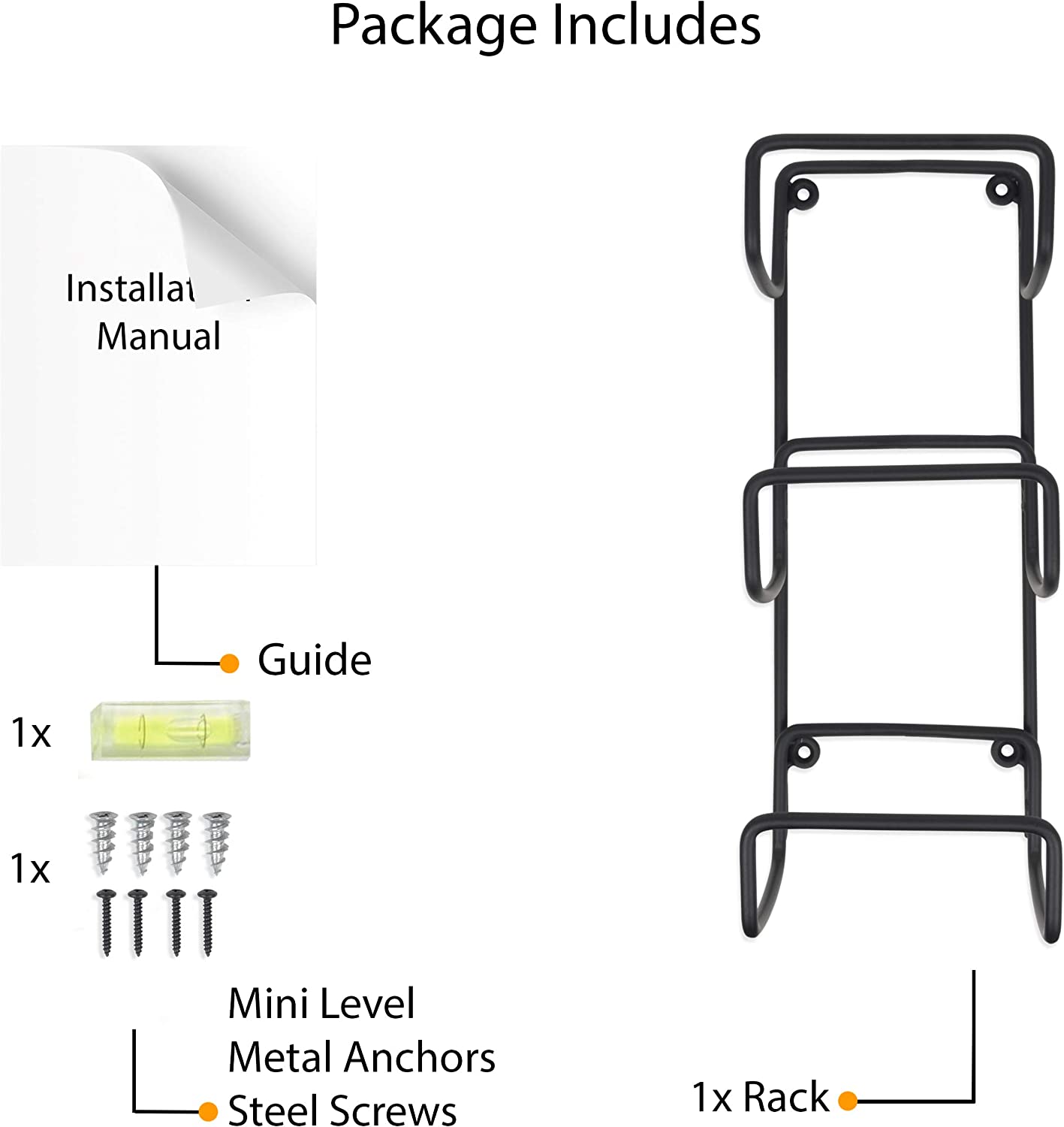 Wallniture Boto Towel Rack for Bathroom Wall Decor, Wrought Iron Organization and Storage Unit, Wall Mount Towel Holder, 3 Sectional, Black