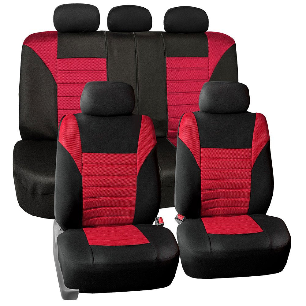 Automotive Seat Covers Beige Universal Fit Full Set Premium 3D Air Mesh Design fits Most Cars, SUVs, and Trucks (Airbag and Rear Split Bench Compatible) FH Group FB068BEIGE115