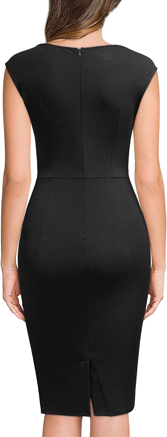 Women's Retro Ruffle Style Slim Work Pencil Dress