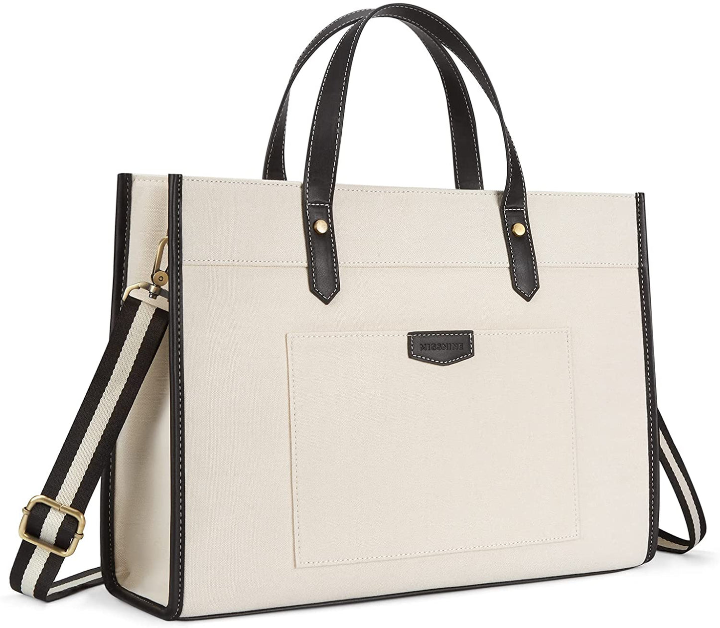 Bag Missnine Canvas Laptop Bag 15.6 inch Work Shoulder Bags Casual Briefcase Handbag for Travel, Office, School