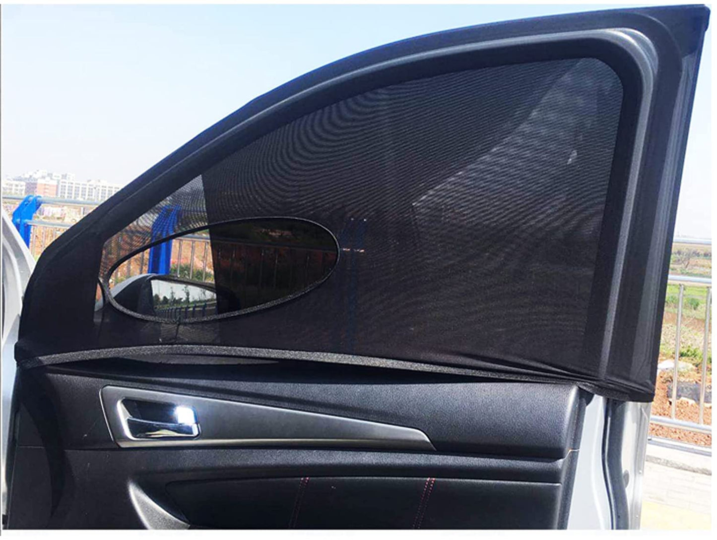 2Pack Car Window Screen for Front Window, Elastic Car Window Shades Mesh Screen Sunshade for Camping