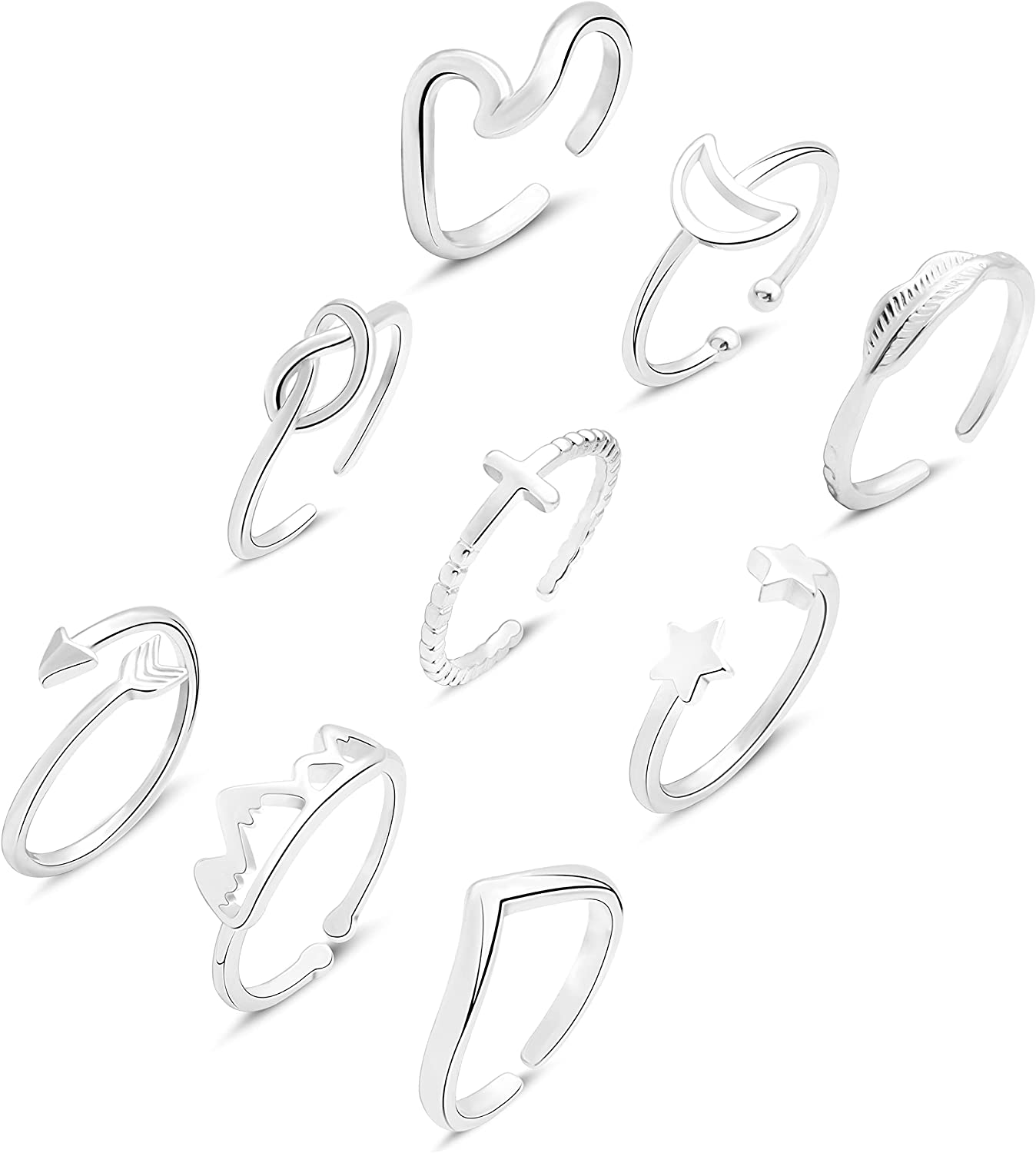 Boho Retro Stackable Rings Sets for Teens Girls Women,Peak Sea Wave Compass Turquoise Rhinestone Knuckle Joint Finger Kunckle Nail Ring Sets