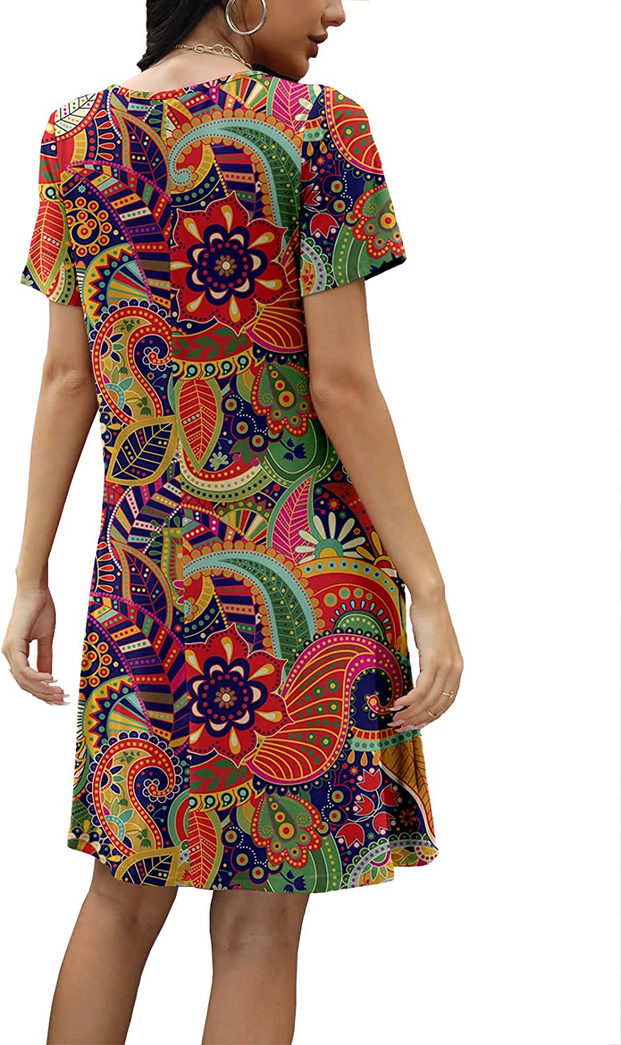 Women's Summer T Shirt Dresses Casual Beach Short Sleeve Swing Pockets Dresses