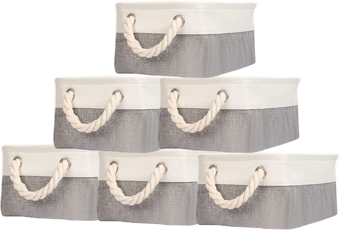 HOSEN Storage Basket Set 3 Pack Large 14 L x 10 W x 9 H - Collapsible Cotton Basket with 2 Handles Organizer Basket Bin Box for Organizing Shelf Nursery Home Closet (Coffee)