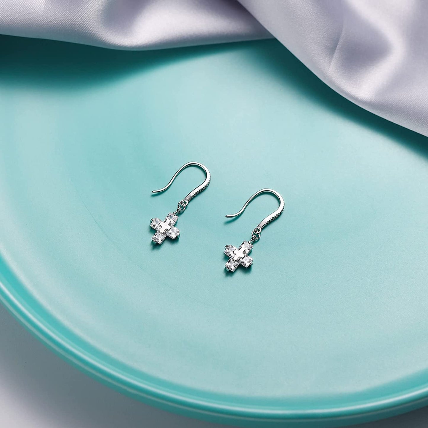 Crsiller Cross Drop Earrings for Women 925 Sterling Silver Eardrop