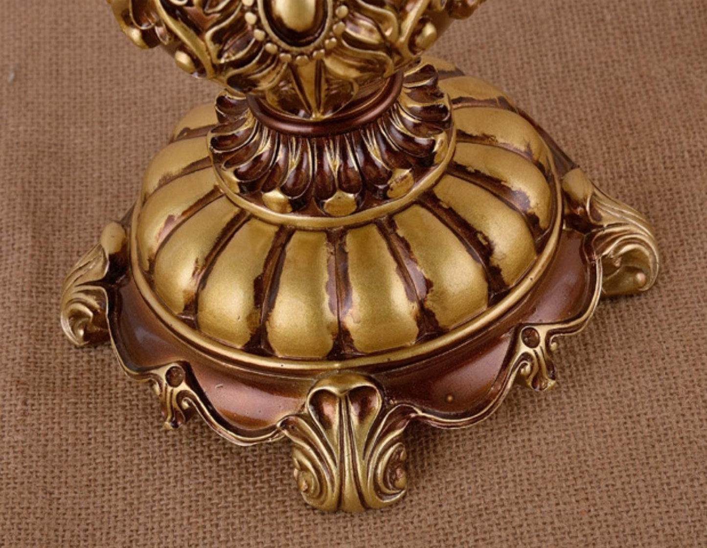 Traditional Table Lamp Brown Handmade Victorian Style Lace Fabric Lampshade Bedside Lamp Antique Painted Resin Base Desk Lamp for Bedroom Living Room Office, 13" W, 22" H.