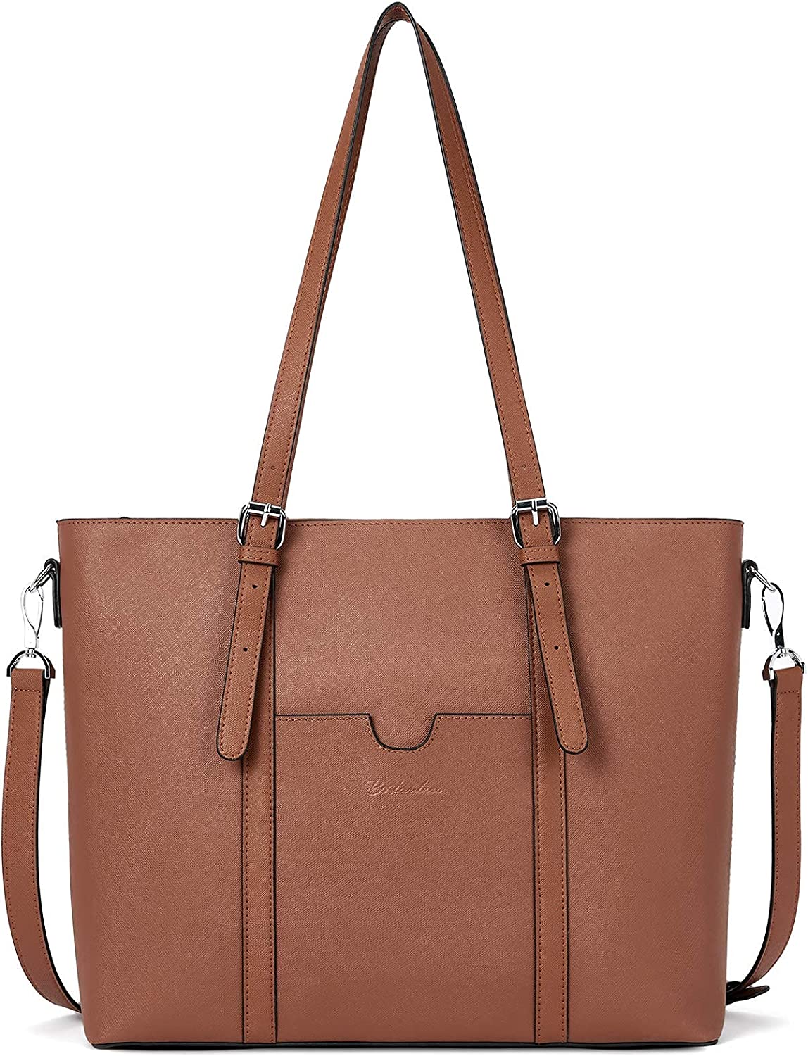 Women Leather Laptop Tote Office Shoulder Handbag Vintage Briefcase 15.6 inch Computer Work Purse
