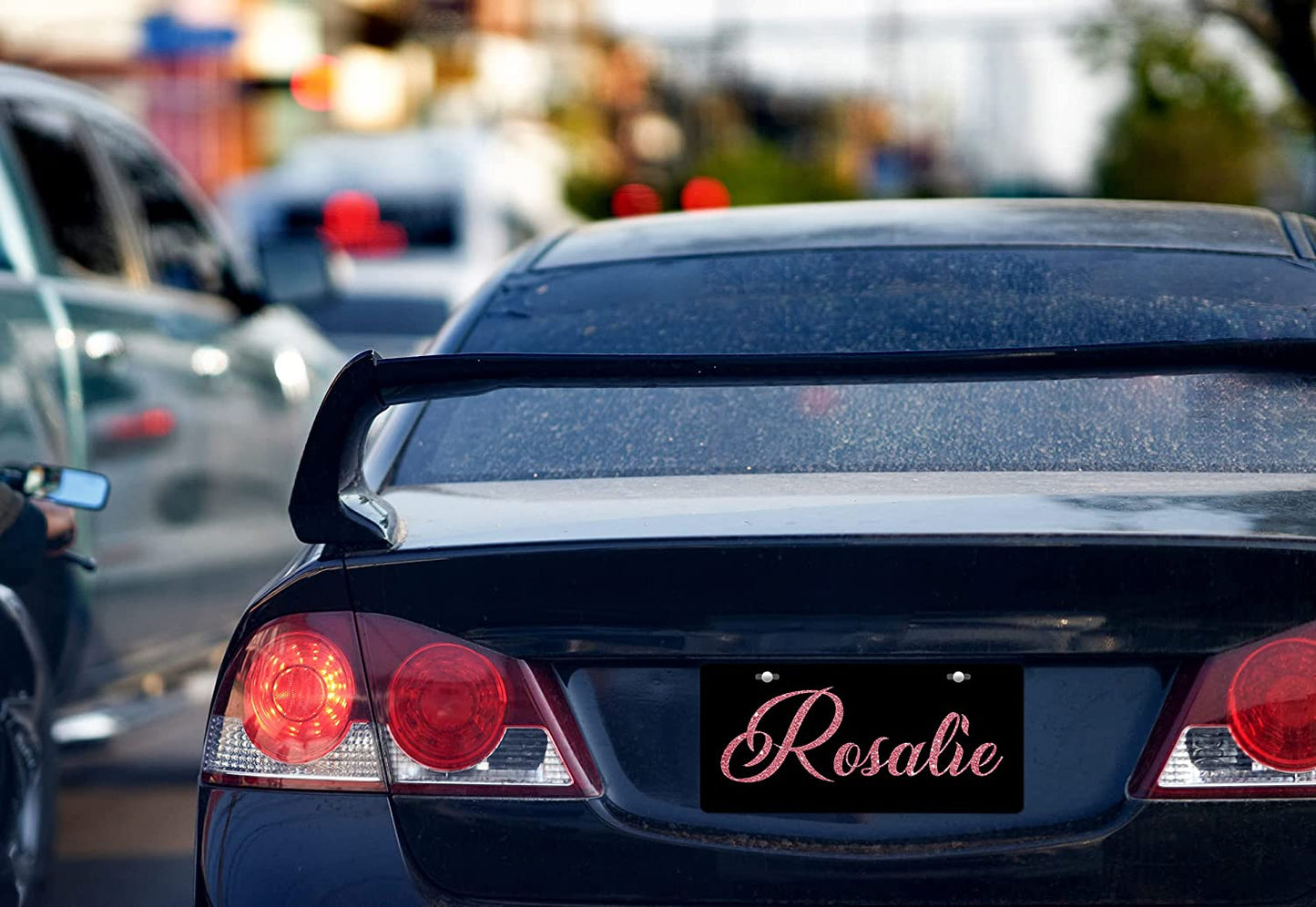 Custom License Plate Cover - Hot Glitters Bling Style Text Name Initial Monogram License Plate Covers - Message Personalized Design License Plate, Customized Auto Car Tag Front Sign Plates 6x12 inches