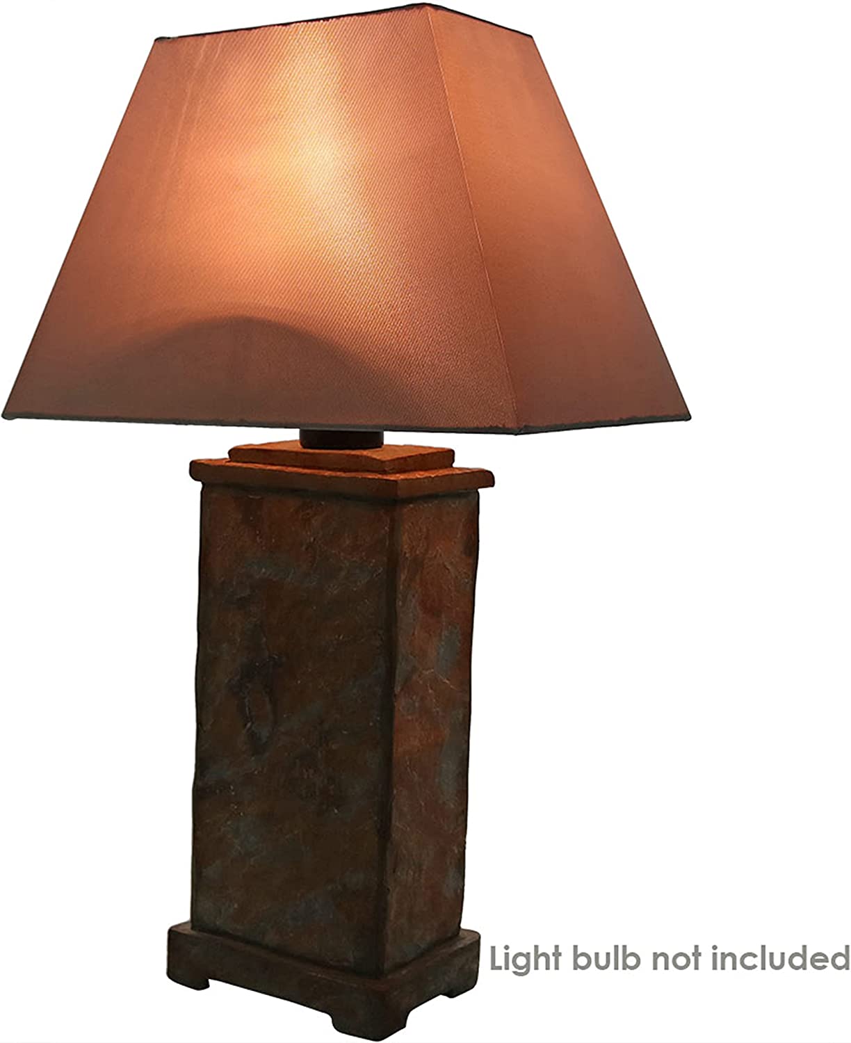 Indoor/Outdoor Table Lamp - Weather Resistant Natural Slate Light - Interior and Exterior Lighting for Bedroom, Patio, Office and Porch - 24-Inch