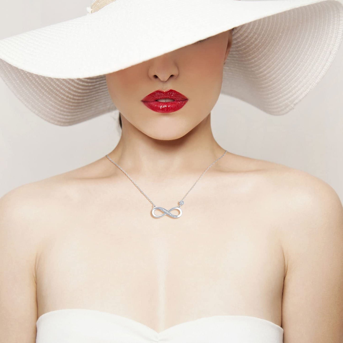 Billie Bijoux Infinity Necklaces 925 Sterling Silver Necklace Love Pendant White Gold Plated Diamond Women Necklace Mother's Day Gift for for Women Girls