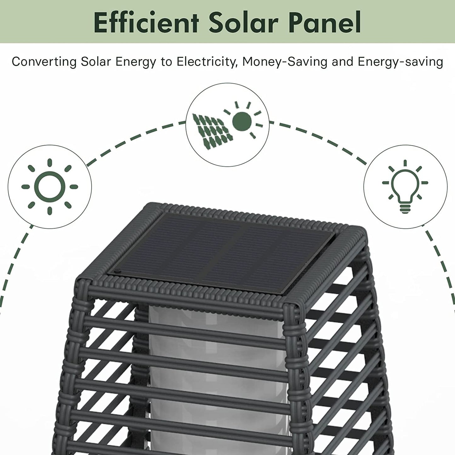 Grand patio Outdoor Solar-Powered Resin Wicker Light, Backyard Decoration, Floor Lamp, Garden and Deck (Black-Large Crossover )