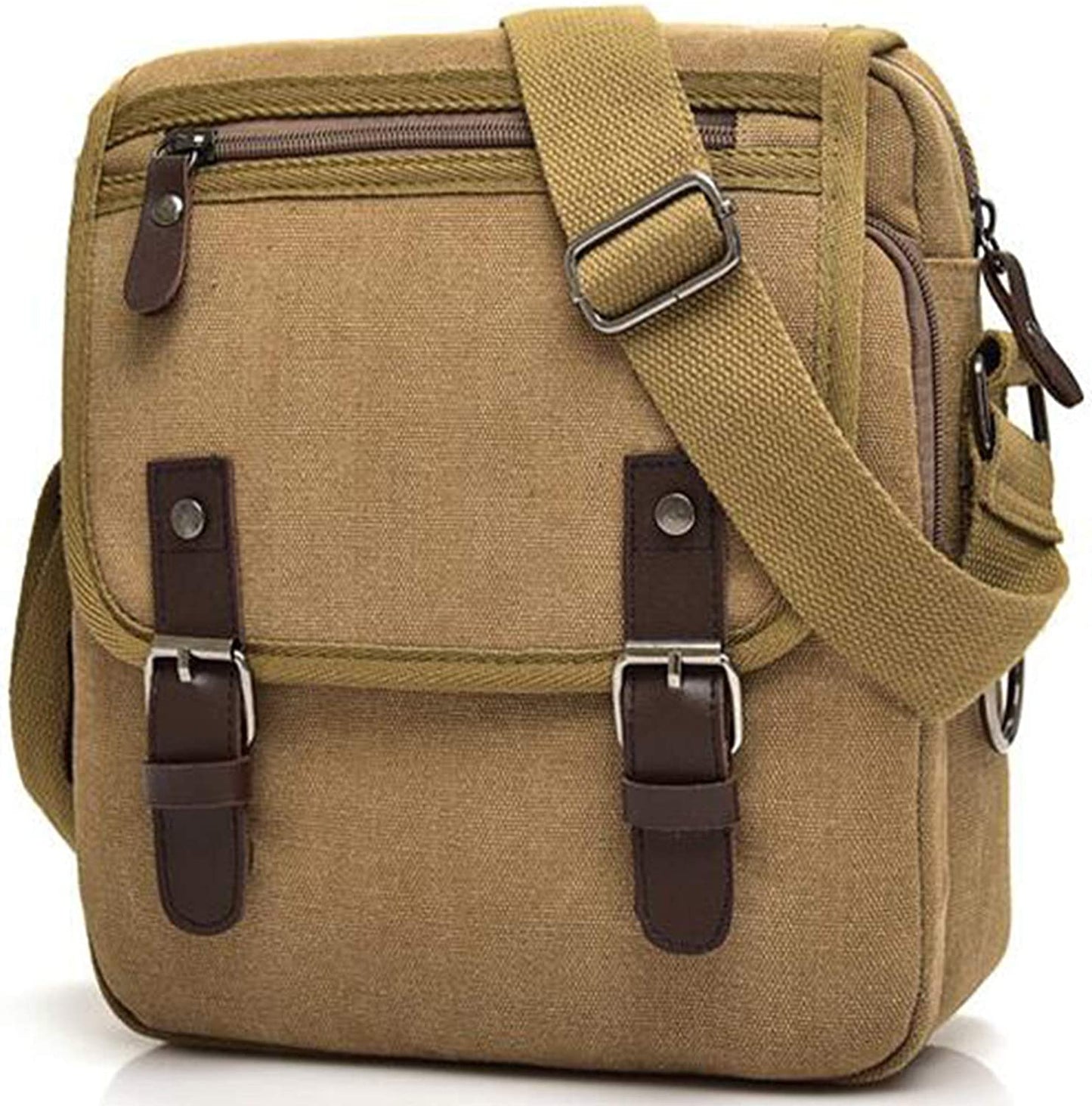 Men's Canvas Small Messenger Bag Casual Shoulder Bag Chest Bag Travel Carry Bag,Multi-pocket Purse