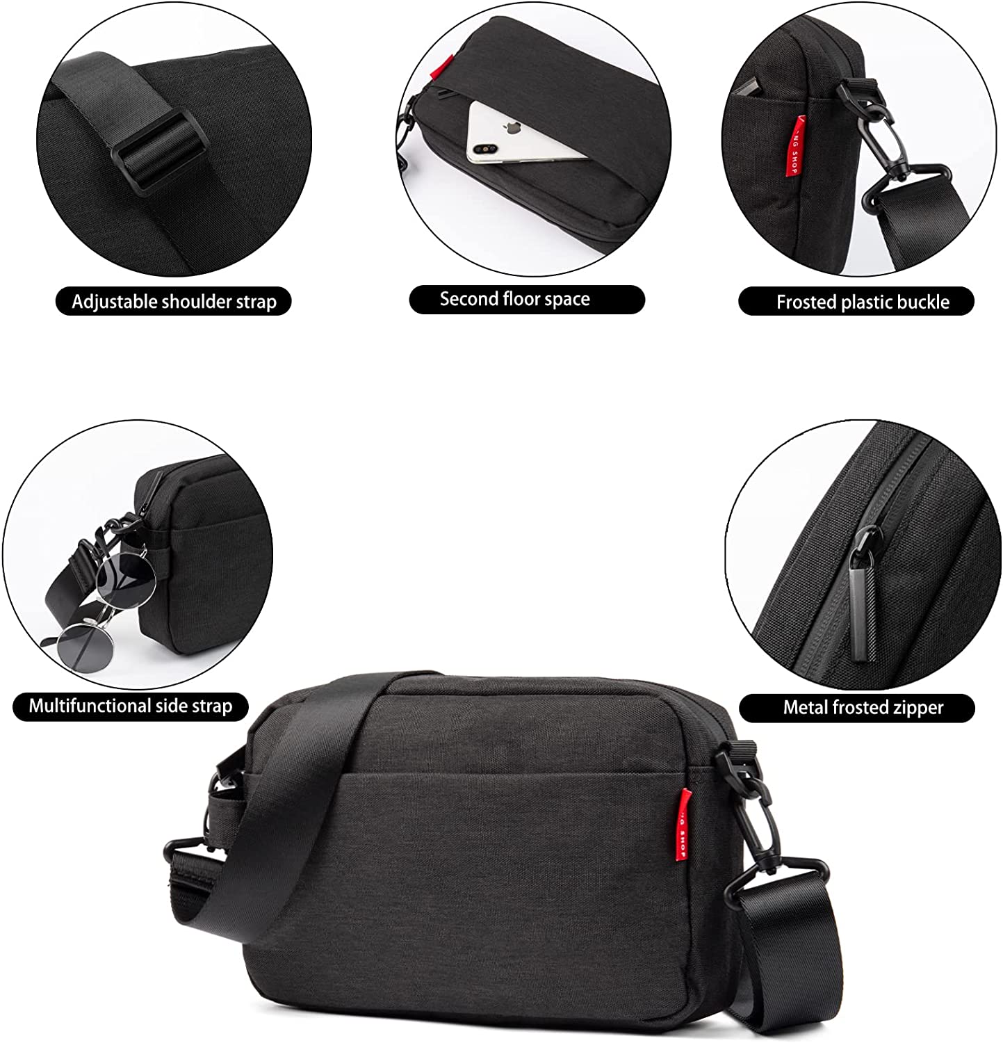 Messenger Bag Mini Messenger Bag, Small Messenger Bag for Men Women, Black Small Messenger Bag Crossbody Messenger Bag