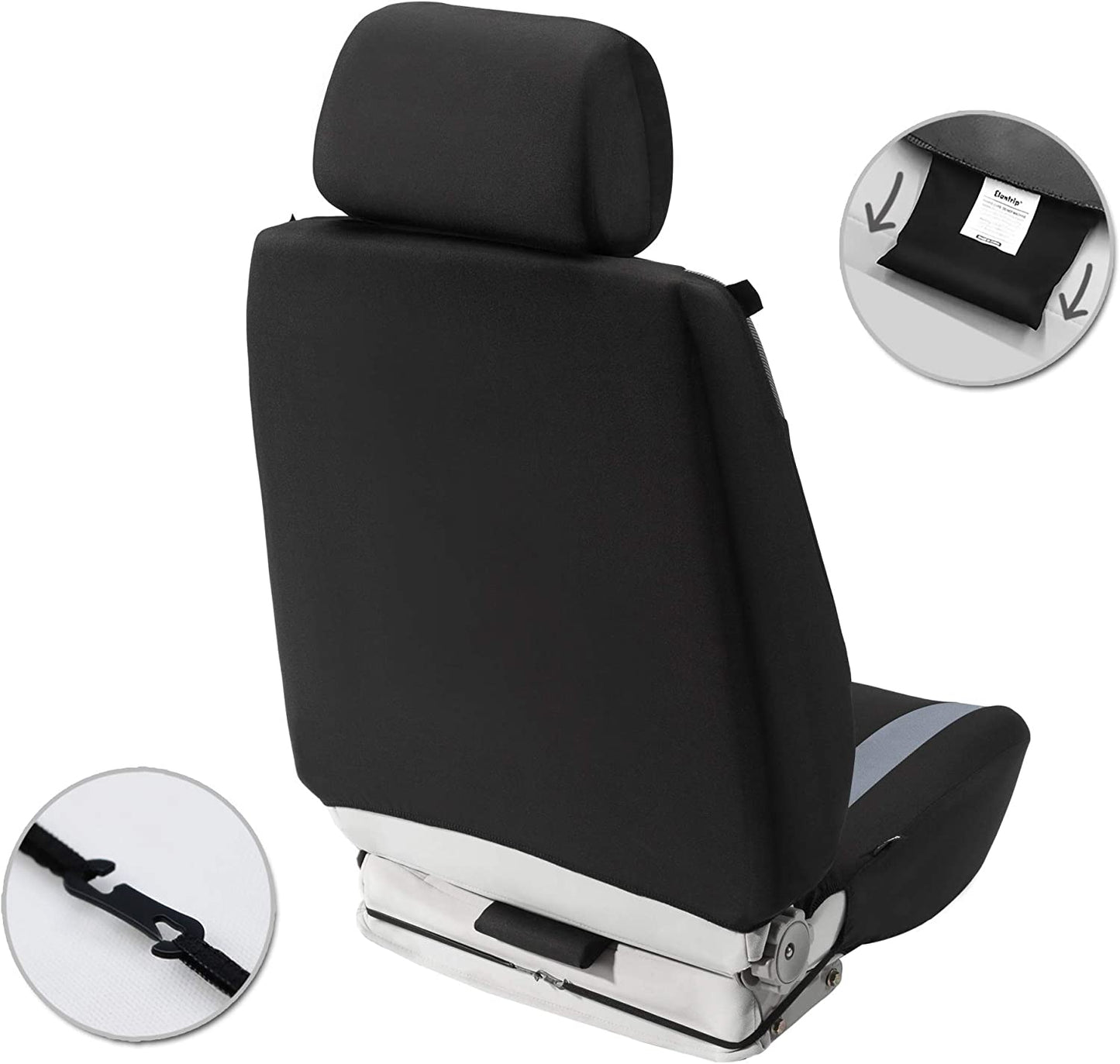 Dual Waterproof Front Car Seat Covers Neoprene Car Bucket Seat Protection Airbag Compatible for Cars SUVs Trucks Vans 2 PCS(Black)