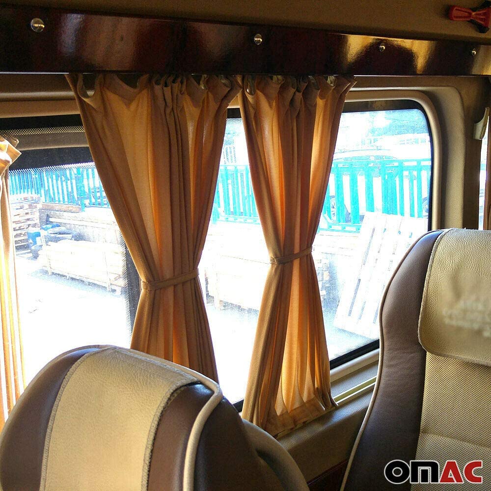 Car Side Window Sun Shades Van Curtain Kit Fits Ram Promaster 2006-2022 Long Wheelbase / Barn Door | UV Protection Curtain Vehicle Slidable Retractable 14 pcs (Double Sliding Door, Beige)