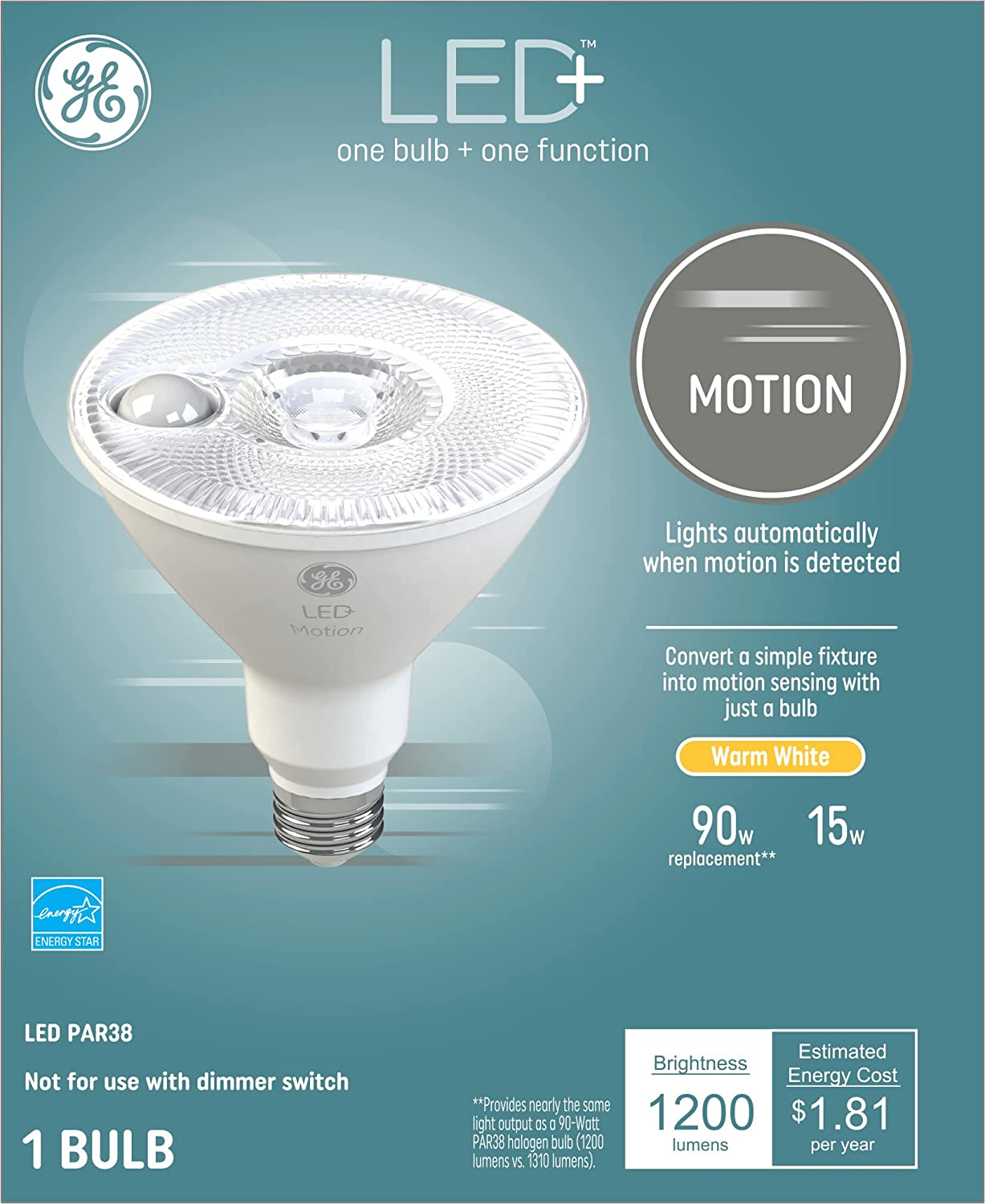 LED+ Outdoor Security Light Bulbs with Motion Sensors, Warm White, Medium Base (Pack of 2)