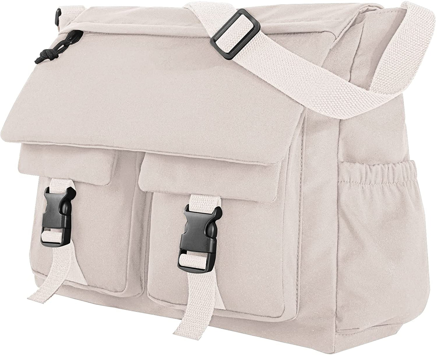 Lovvento Canvas Messenger Bag Crossbody Bag for School 15.6 Inch Laptop Bag Waterproof Shoulder Bag Lightweight
