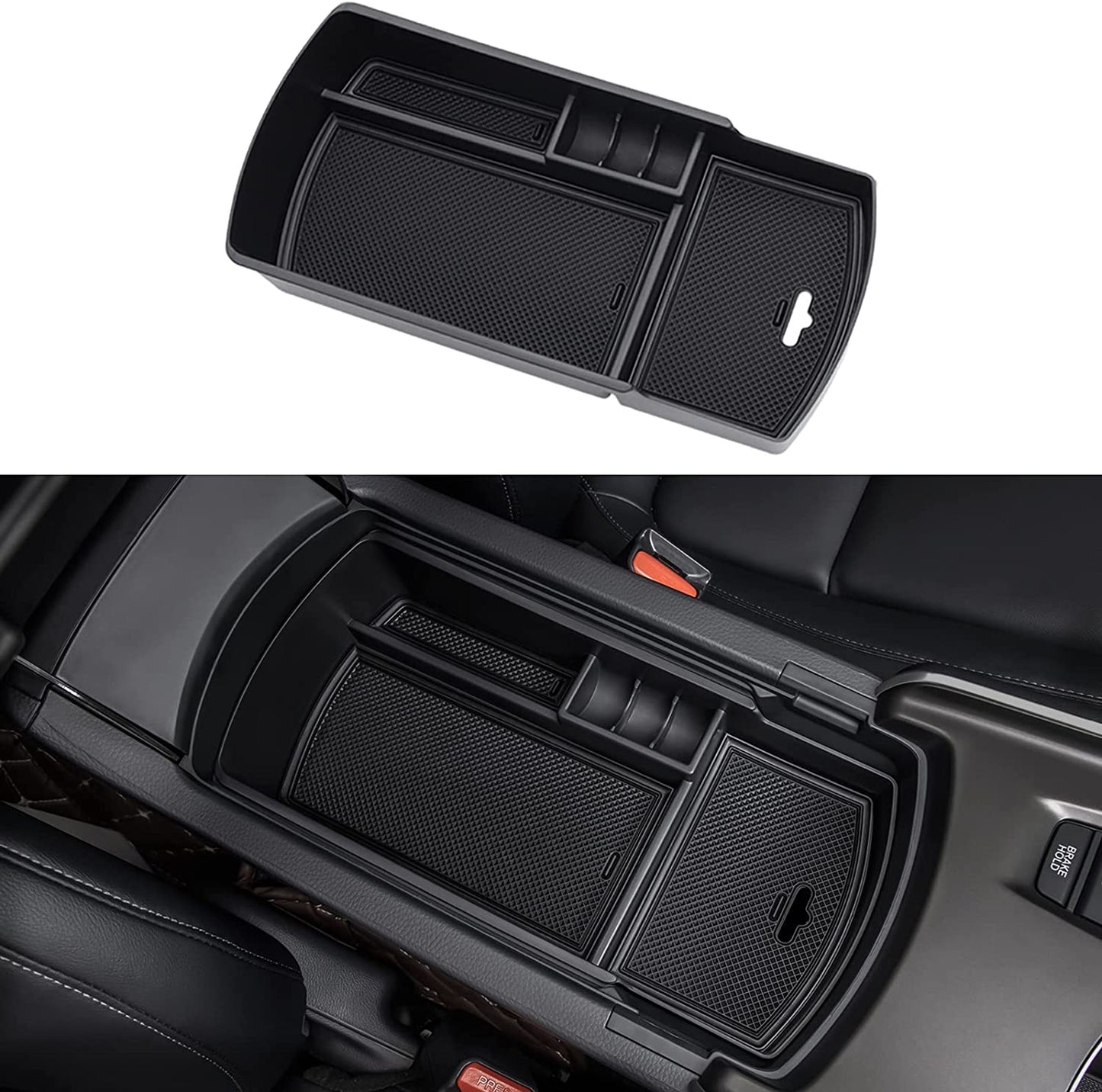 Center Console Organizer Compatible with Honda Accord 2018 2019 2020 2021 2022 ABS Plastic Material Armrest Box Insert Tray Pallet Accessories (NOT Fit for Manual Transmission Models) —Black