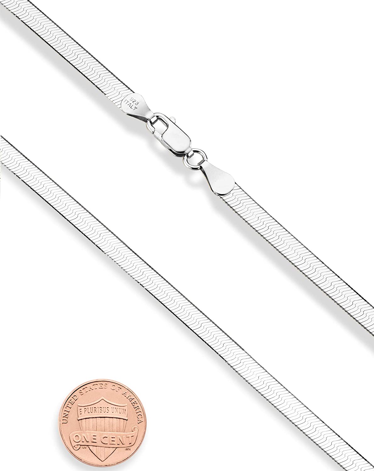 Miabella 925 Sterling Silver Italian Solid 4.5mm Flexible Flat Herringbone Chain Necklace Men Women, 925 Made in Italy