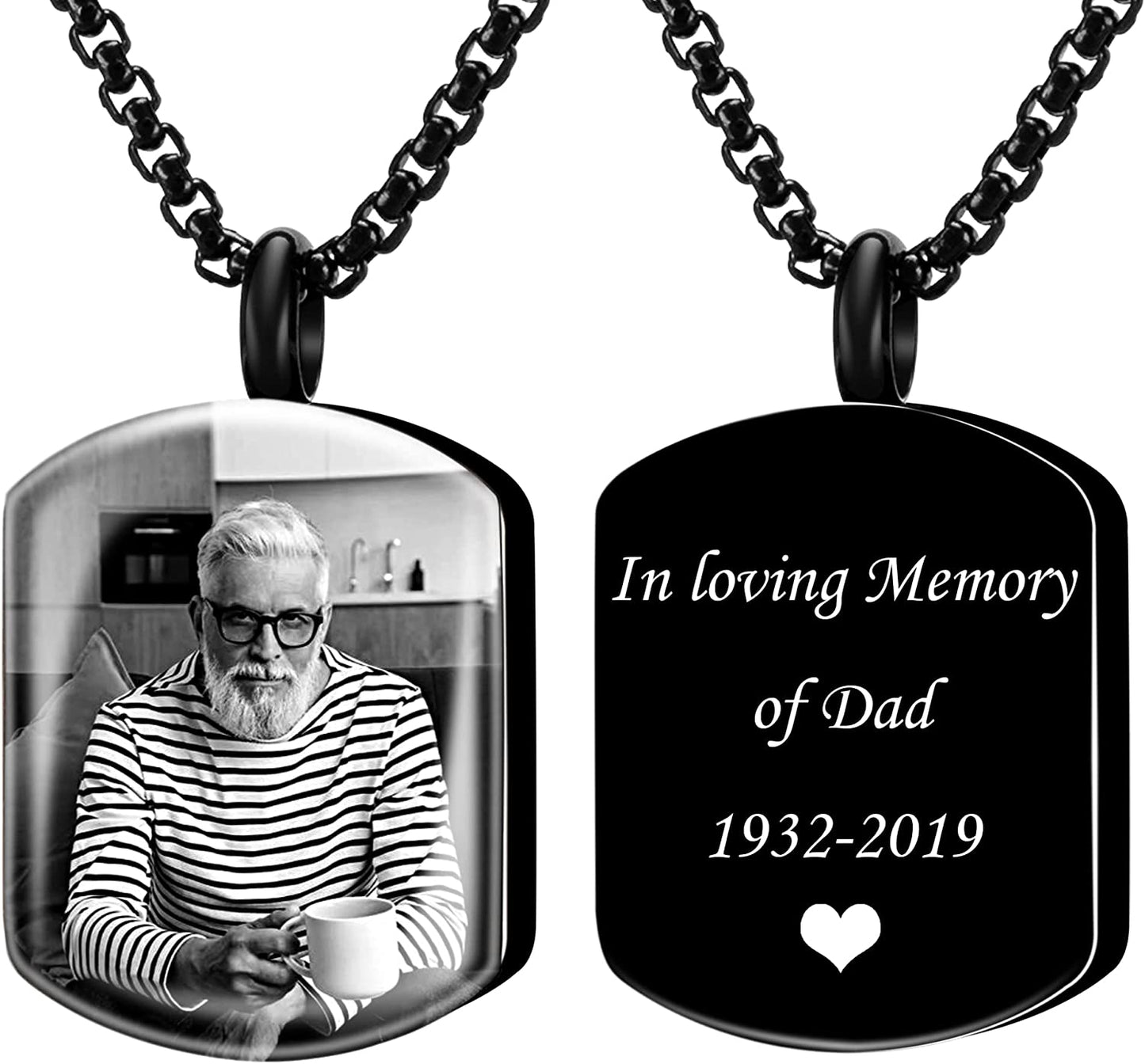 Personalized Custom Engraving Photo & Text Cremation Jewelry Urn Necklace for Ashes Keepsake Memorial Pendant