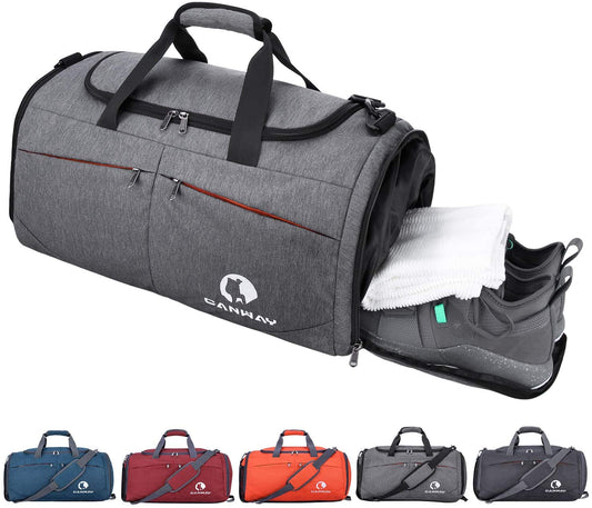 Gym Bag, Travel Duffel bag with Wet Pocket & Shoes Compartment for men women, 45L, Lightweight