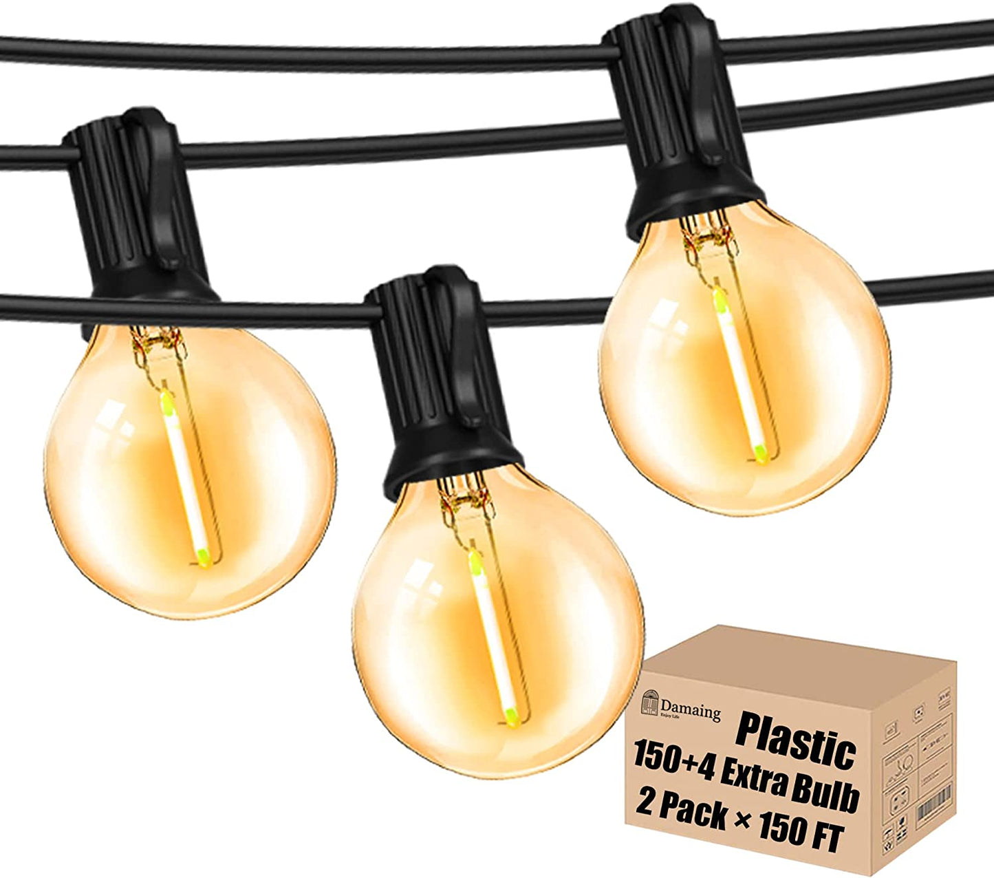 Outdoor String Lights 29ft G40 Patio Lights String with 16 Shatterproof Globe LED Bulb,Waterproof Connectable Hanging Lights for Porch Balcony Bistro,2700K Warm Glow Cafe Lights with E12 Socket