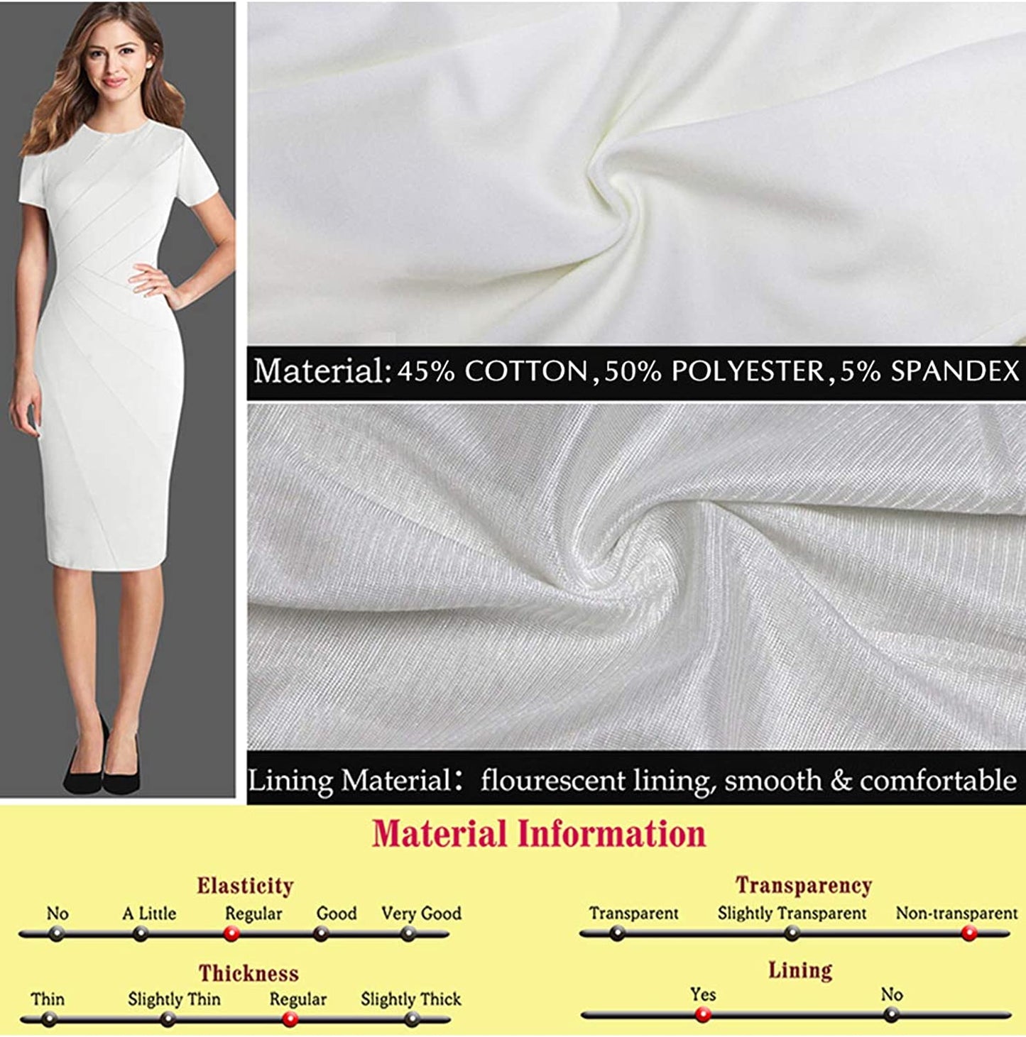 Womens Elegant Crew Neck Patchwork Pleated Work Business Office Casual Dress