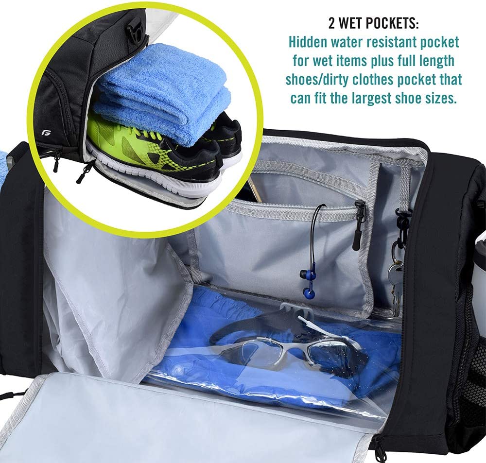 Bag 2.0: The Durable Crowdsource Designed Duffel Bag with 10 Optimal Compartments Including Water Resistant Pouch (Black, Medium (20"))